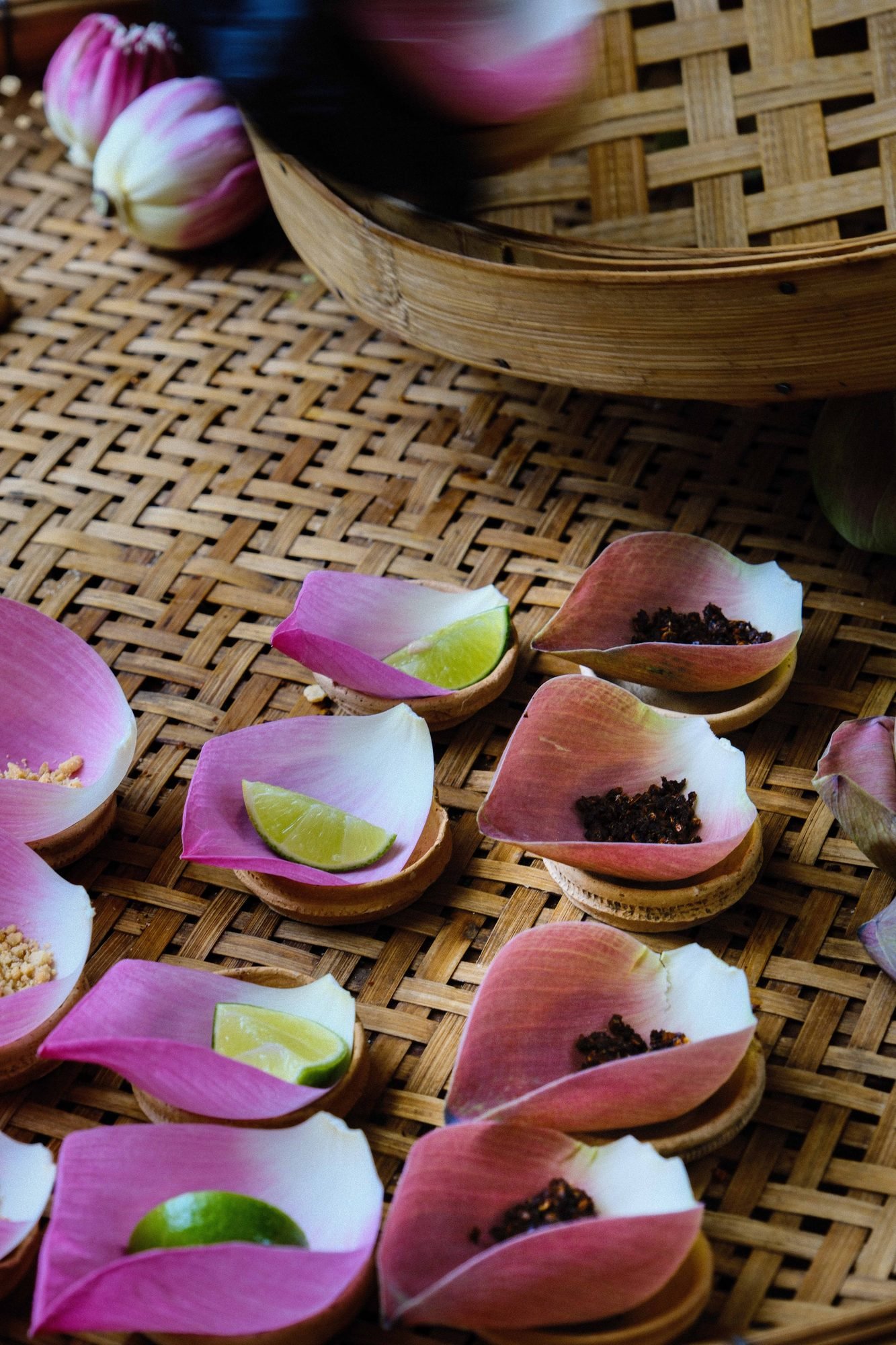 Colorful traditional slippers arranged neatly for sale